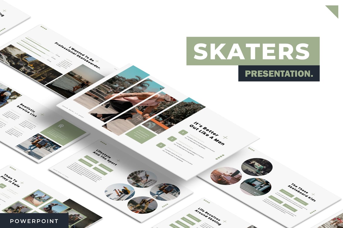 Template Presentasi PowerPoint Skaters - Desain Menarik dengan 5 Variasi Warna