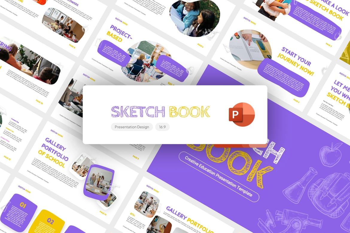 Template Presentasi PowerPoint - Ilustrasi Sketsa yang Menarik