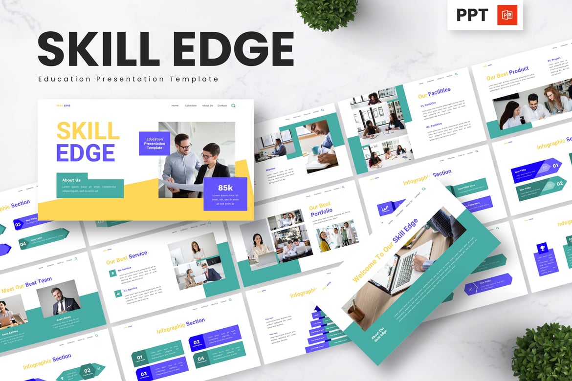 Template Powerpoint Skill Edge untuk Pendidikan yang Menarik