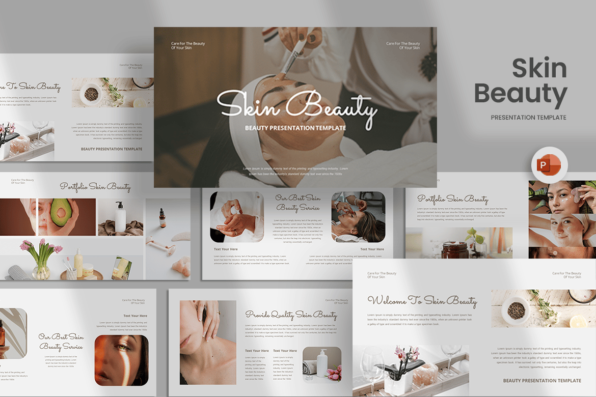Template PowerPoint Kecantikan Kulit yang Menawan