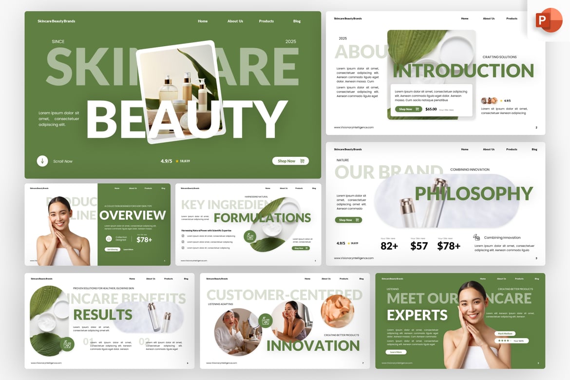 Template PowerPoint Skincare dan Kecantikan yang Elegan