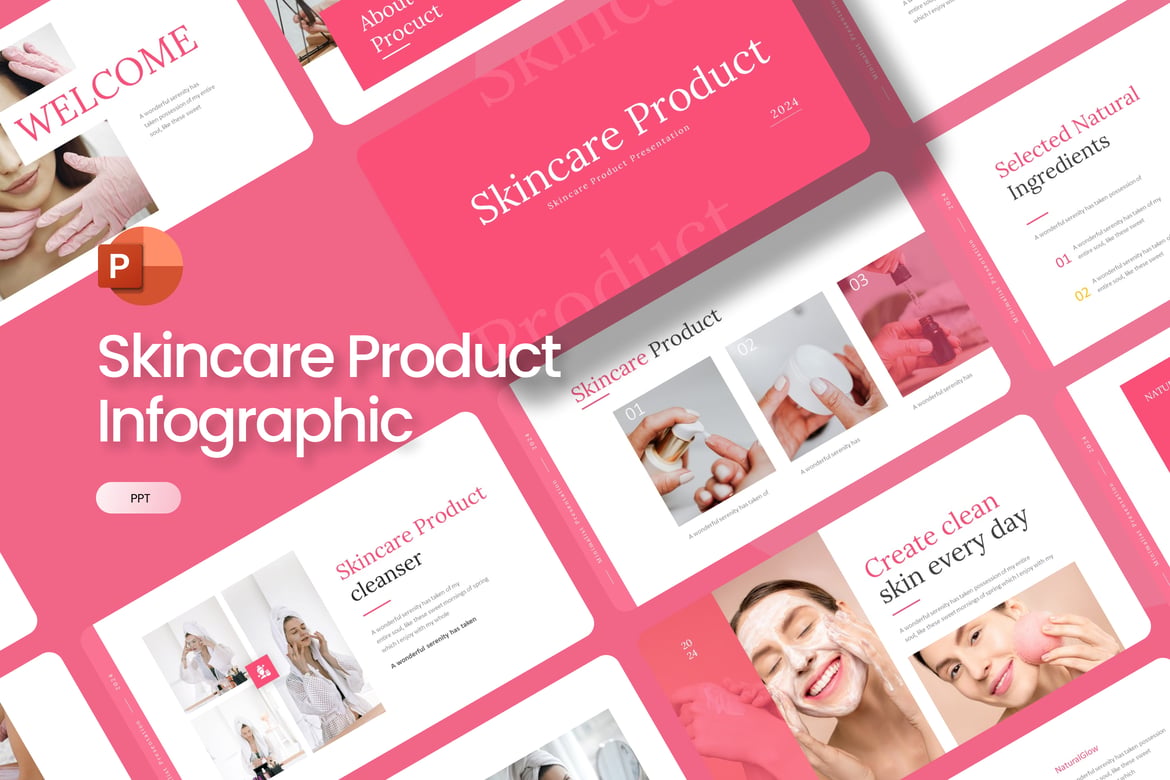 Template Presentasi PowerPoint Skincare yang Modern dan Menarik