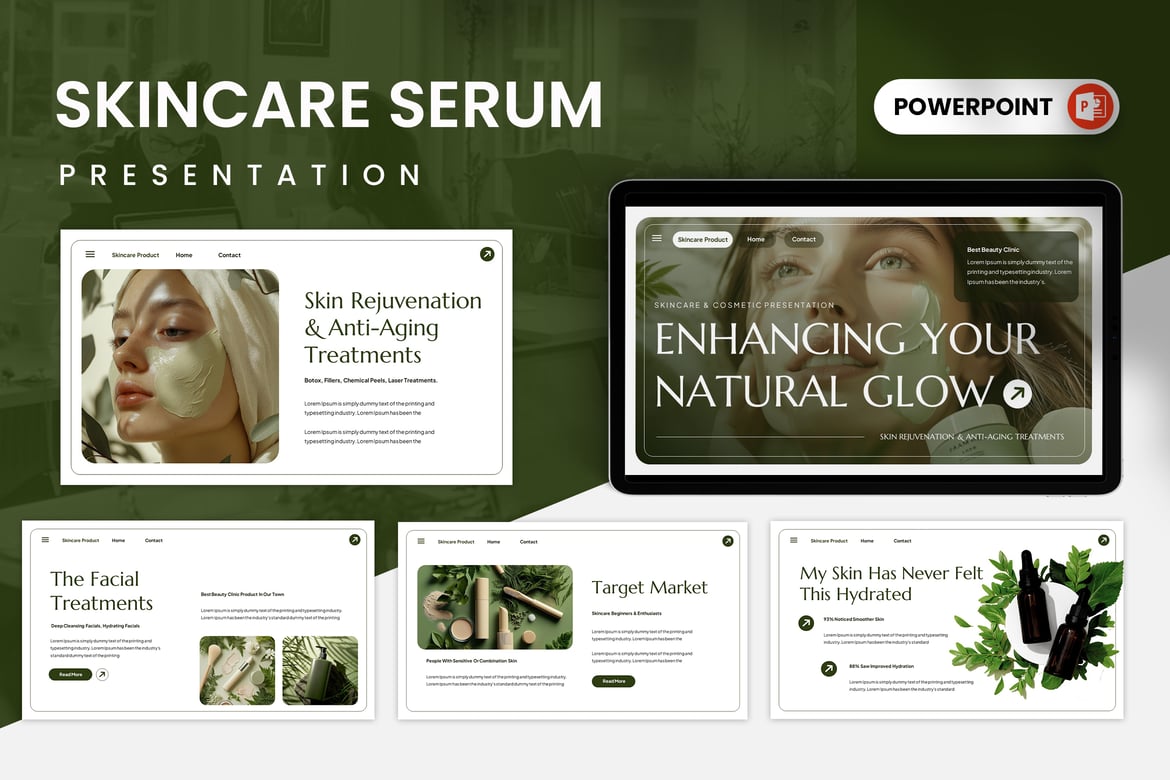 Template Presentasi PowerPoint Serum Perawatan Kulit yang Elegan