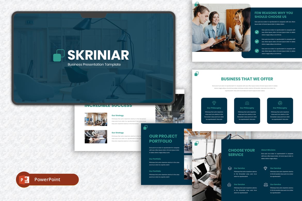 Skriniar - Template PowerPoint Bisnis Modern