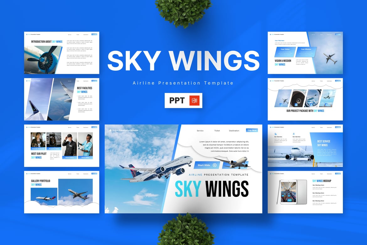 Sky Wings - Template Powerpoint untuk Industri Penerbangan