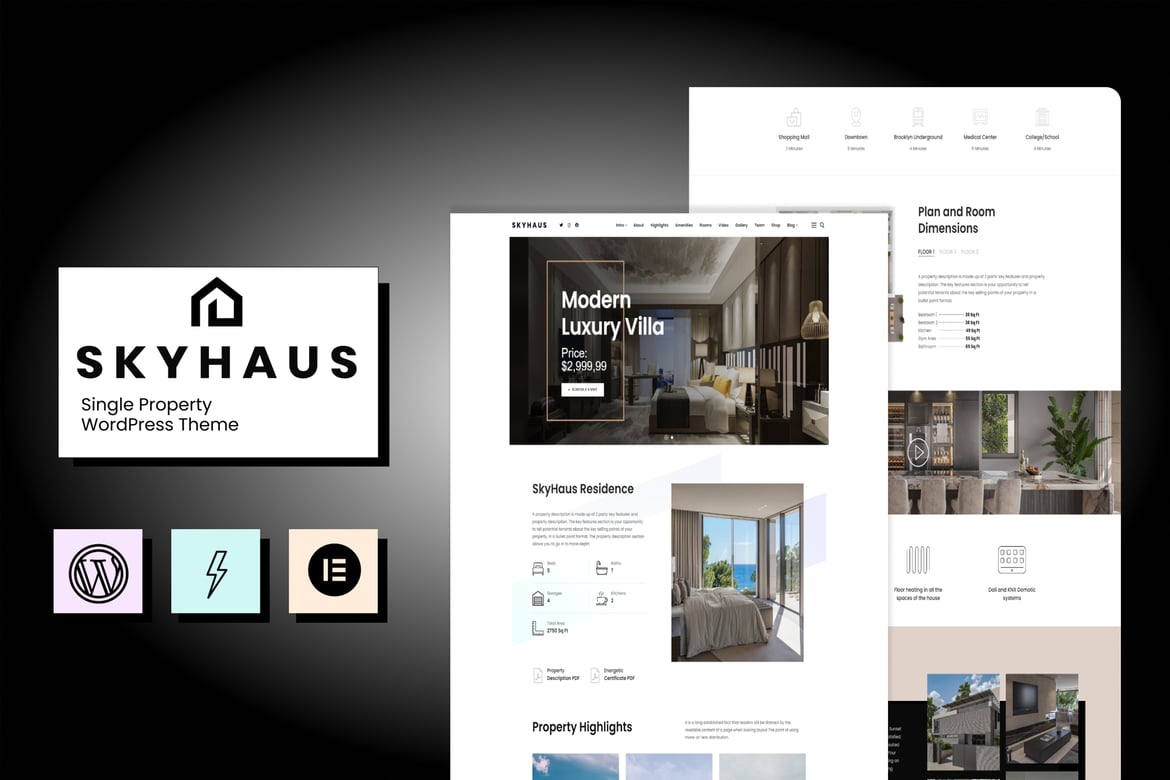 SkyHaus - Tema WordPress Satu Halaman untuk Properti Tunggal yang Mewah