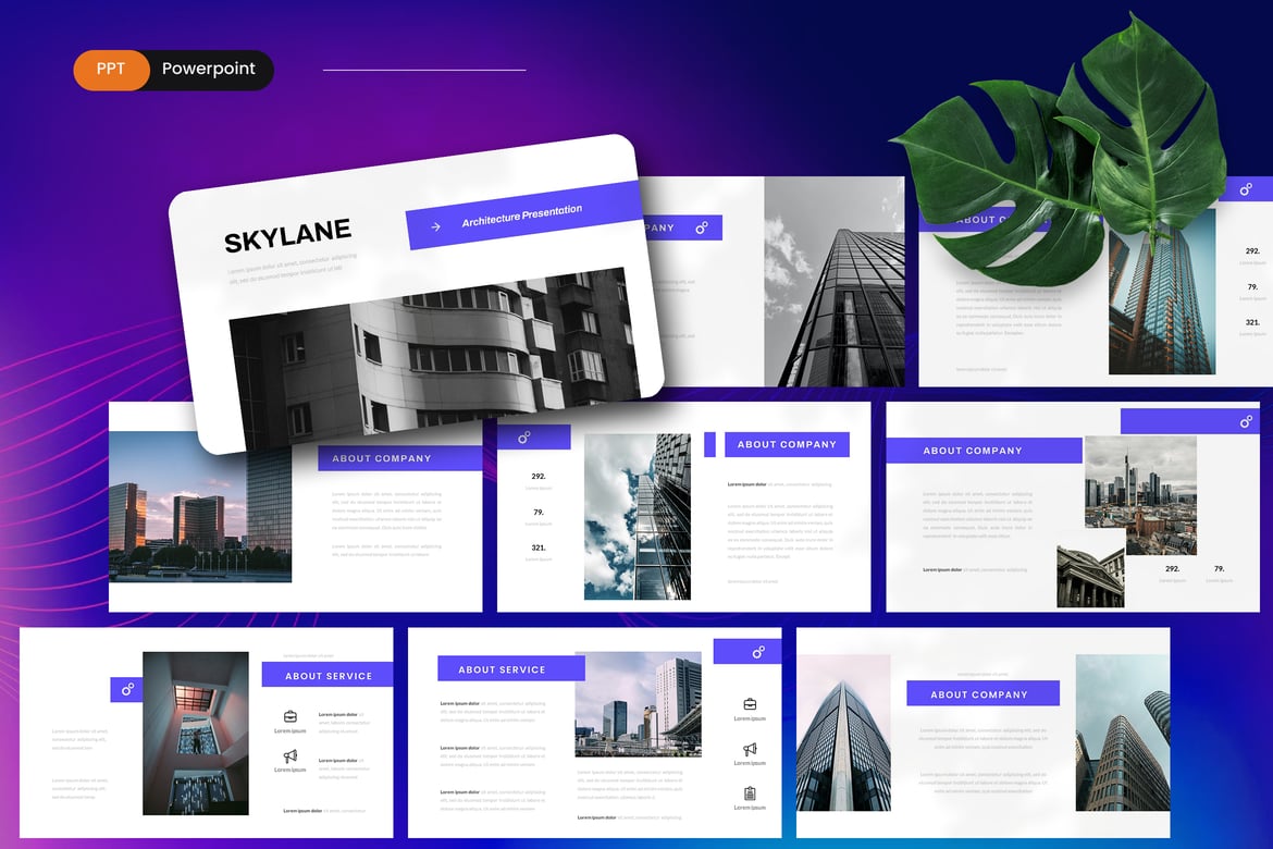 Skylane - Template PowerPoint Arsitektur yang Menarik