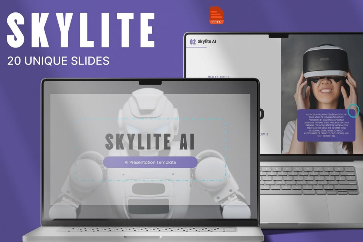 Template Powerpoint Skylite - Kekuatan Kecerdasan Buatan untuk Presentasi Anda