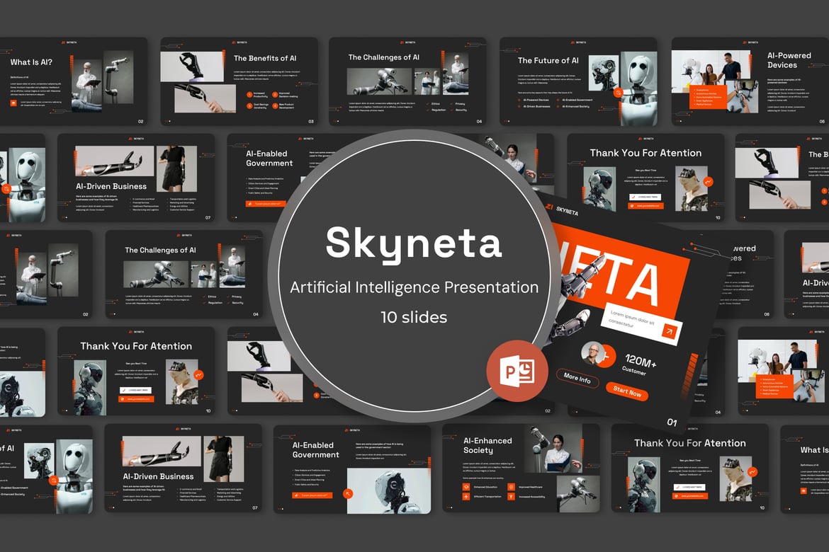 Skyneta - Template PowerPoint Kecerdasan Buatan yang Memukau