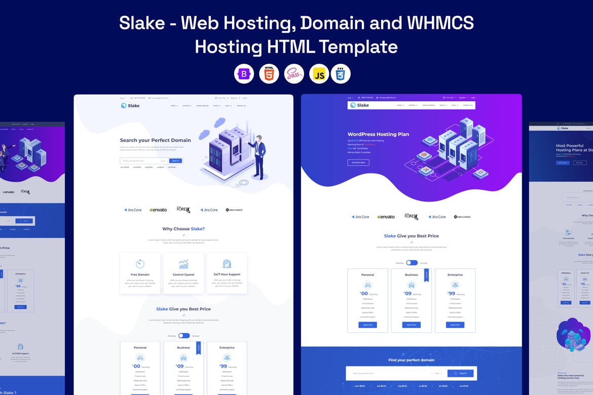 Slake - Template Website Hosting, Domain & WHMCS yang Modern