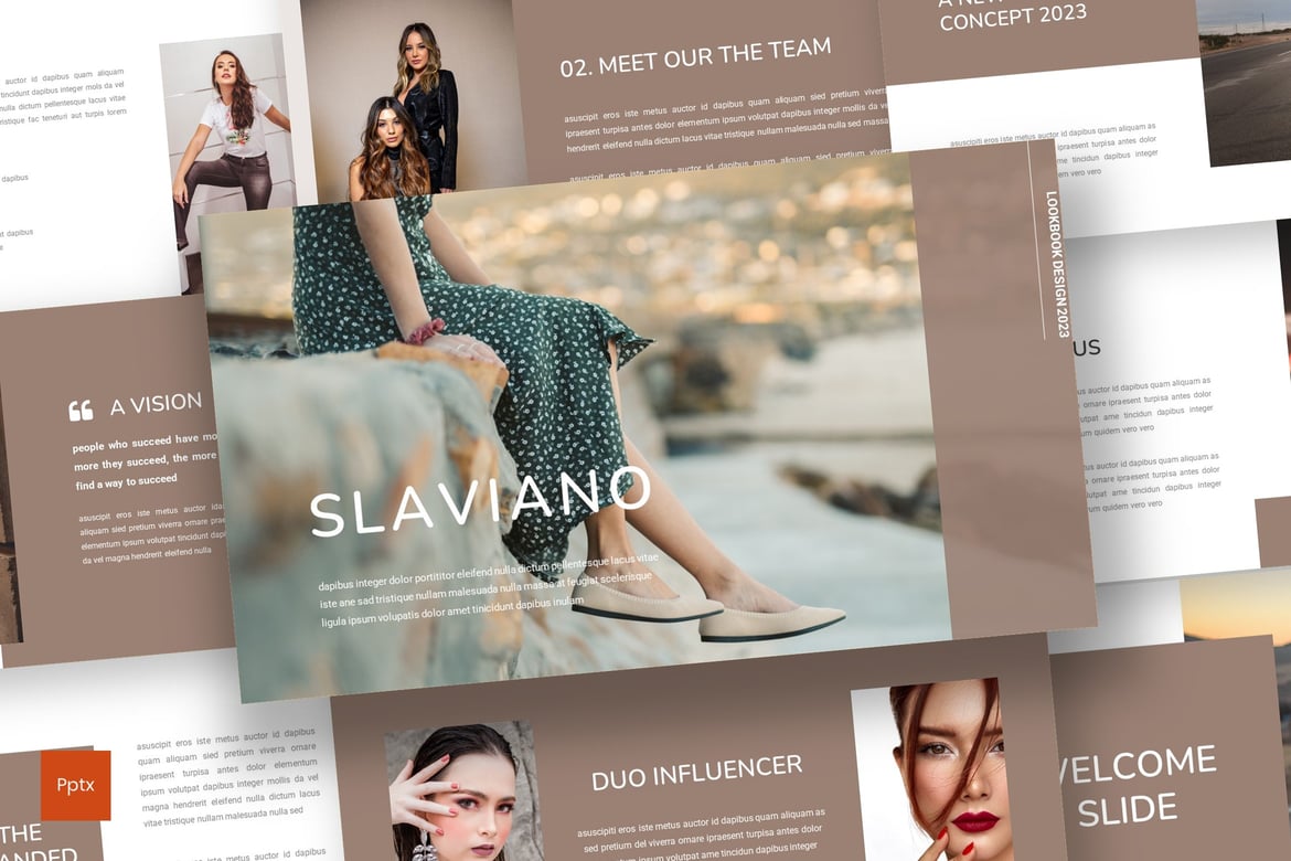 Template Presentasi Powerpoint Slaviano yang Minimalis dan Kreatif