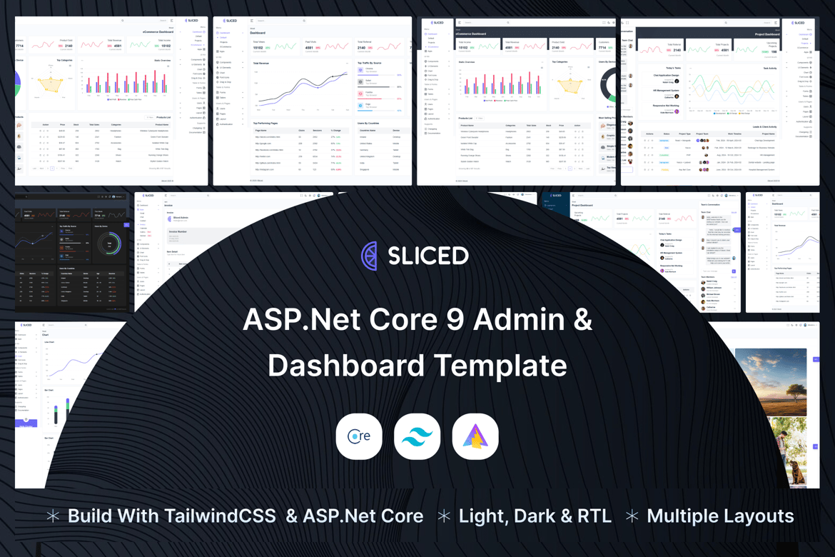 Sliced - Template Website Admin & Dashboard ASP.Net Core 9 yang Kuat