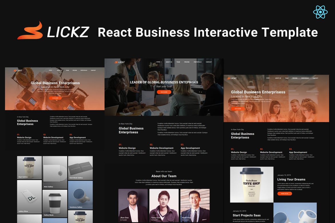 Slickz - Template Interaktif Bisnis Berbasis React yang Menarik