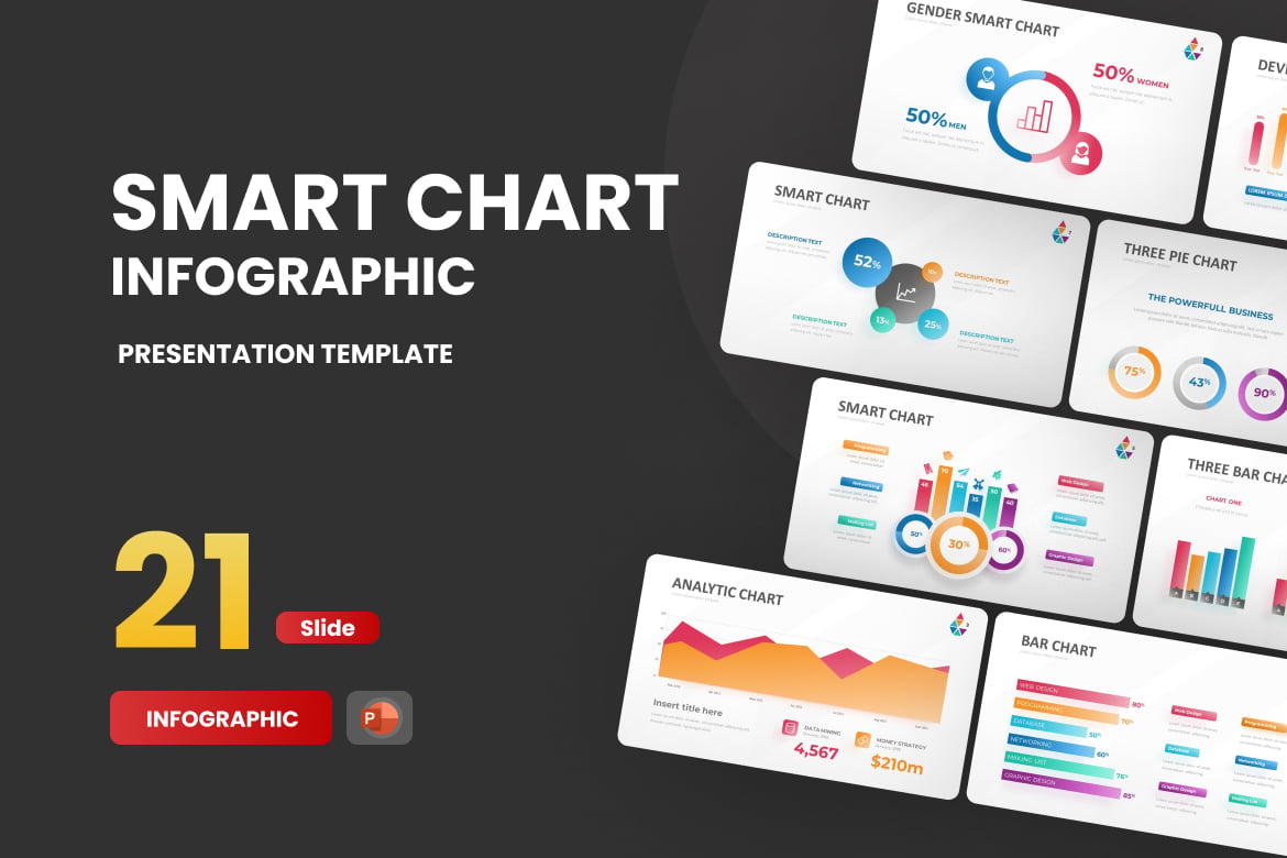 Template PowerPoint Smart Chart Gradient yang Menarik