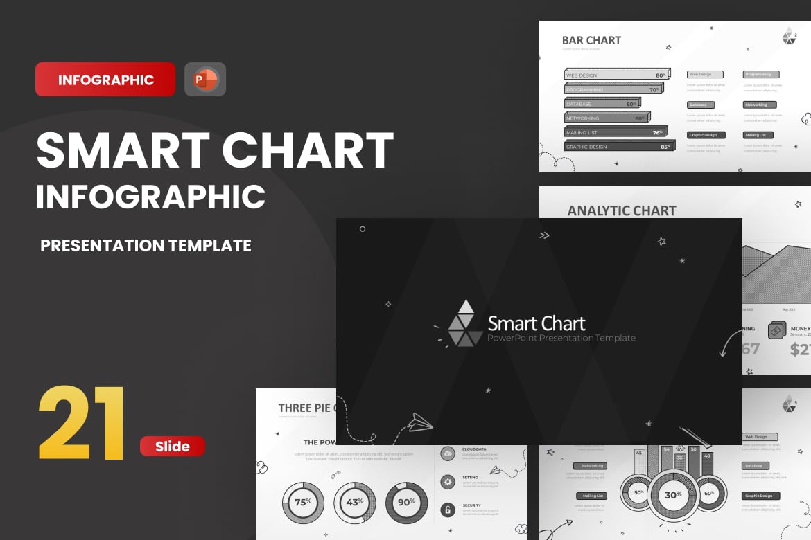 Template PowerPoint Doodle Infografis Cerdas untuk Presentasi Menarik