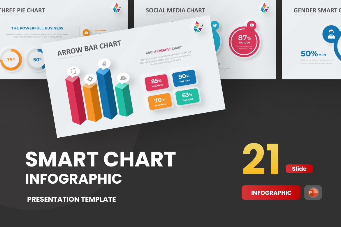Template PowerPoint Neumorph Smart Chart yang Menarik dan Profesional