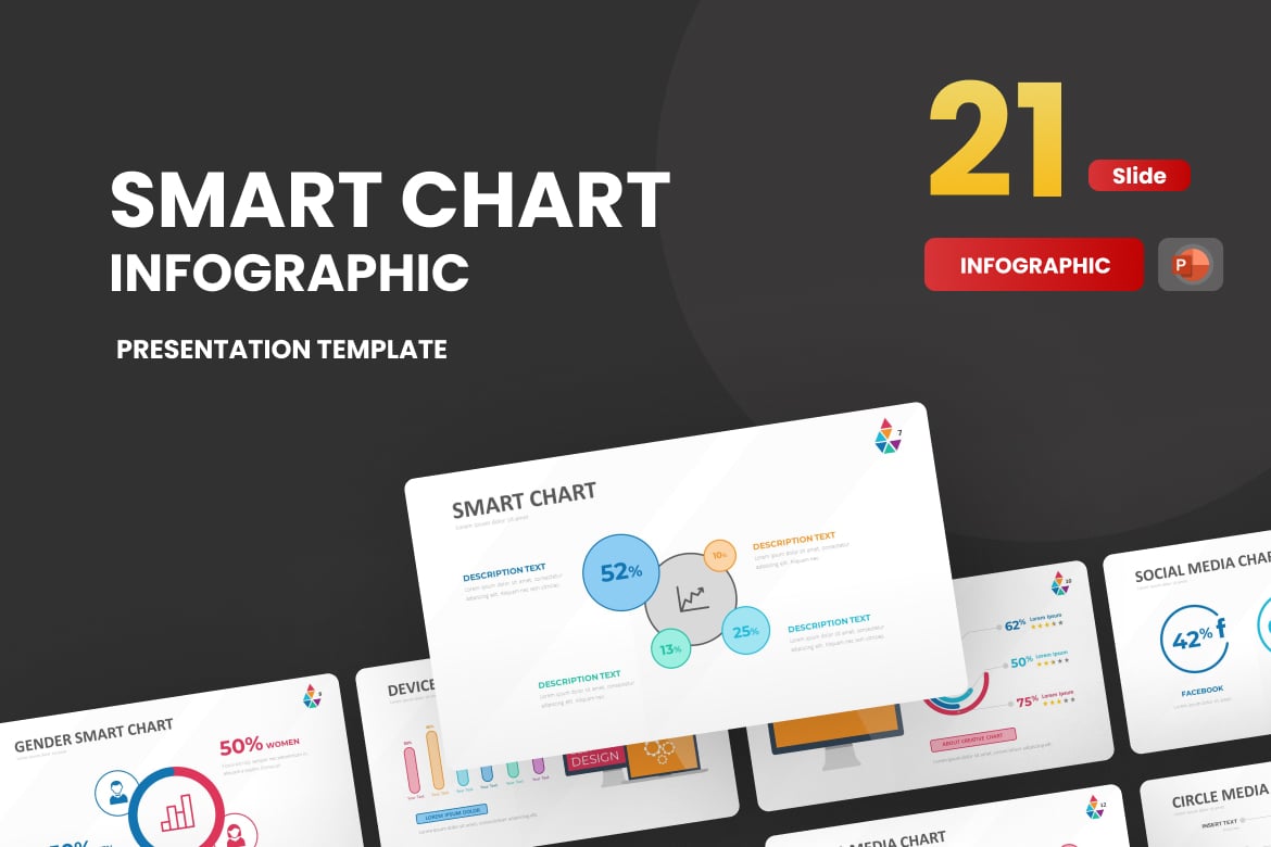 Template PowerPoint Infografis Smart Chart yang Menarik
