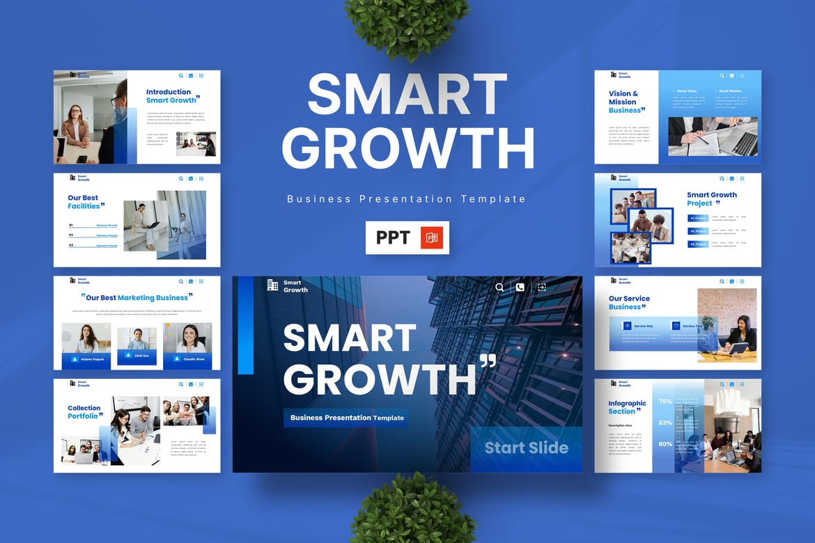 Template Presentasi Bisnis Smart Growth yang Menarik