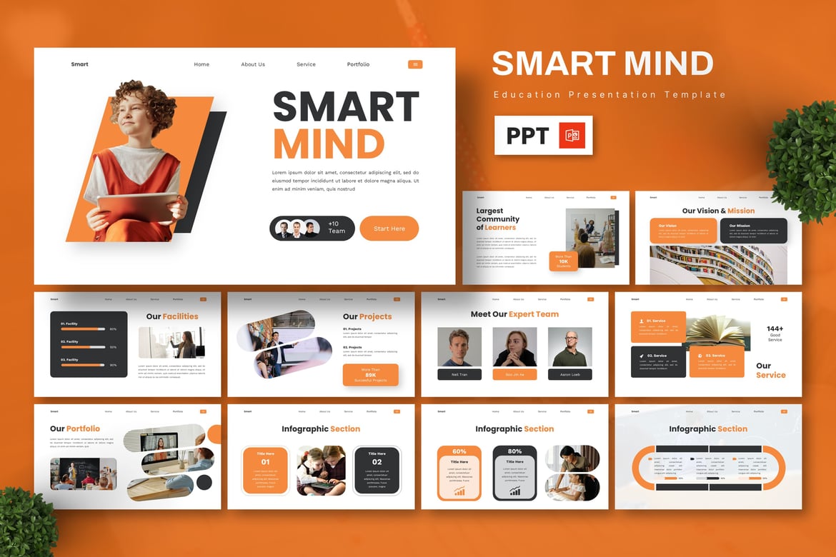 Template Presentasi Pendidikan Smart Mind yang Menarik dan Kreatif
