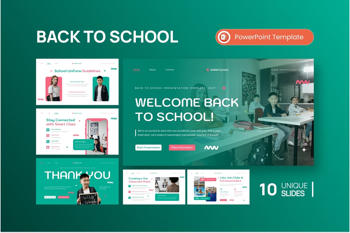 Template Presentasi PowerPoint SmartClass untuk Sekolah yang Menarik