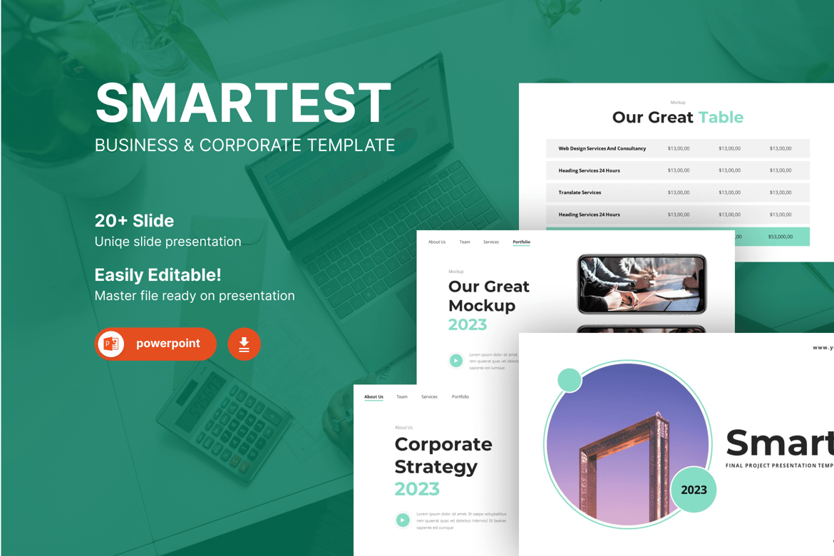 Smartest – Template Powerpoint Korporat dan Perusahaan yang Modern
