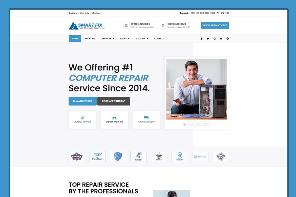 SmartFix - Template Website Pusat Perbaikan Komputer yang Modern