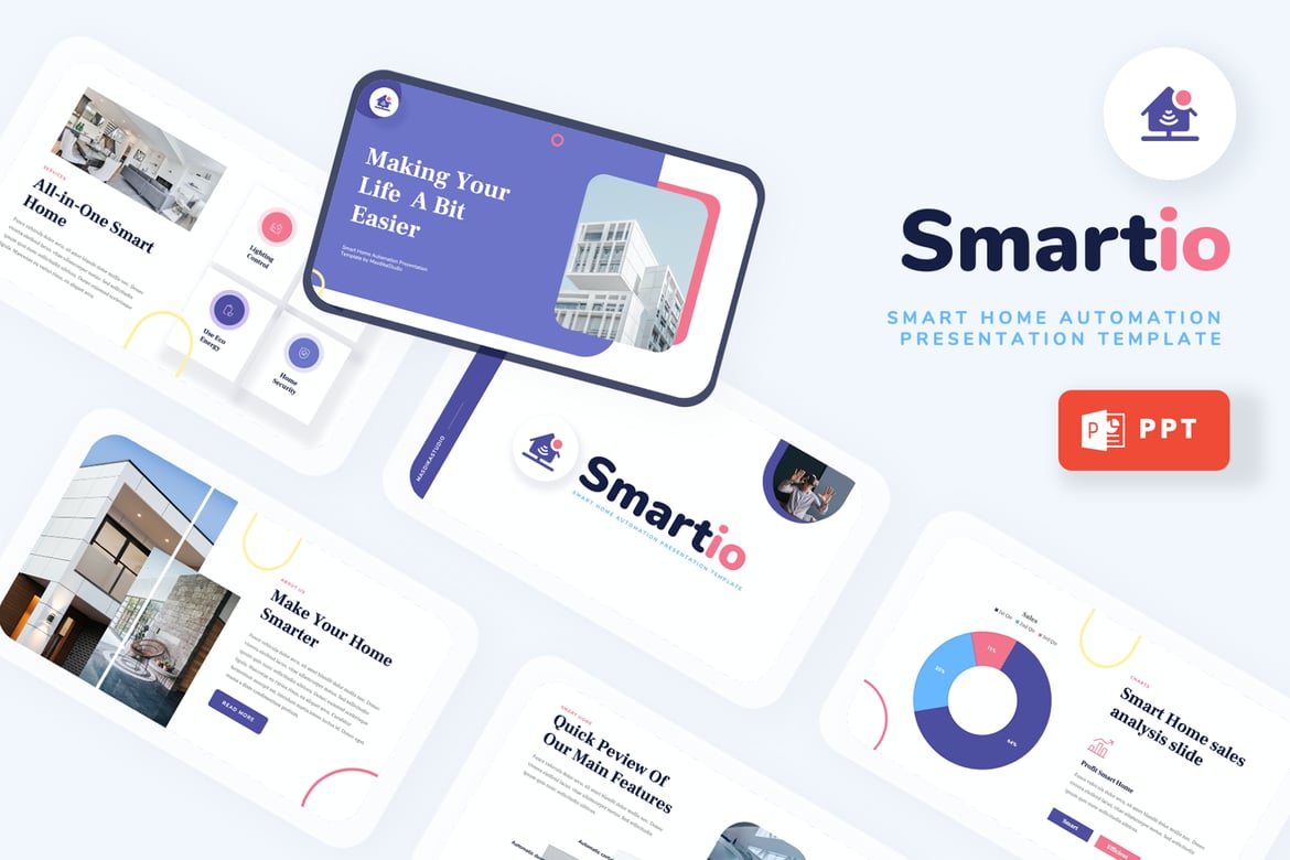 Smartio - Template PowerPoint Rumah Pintar yang Modern dan Profesional