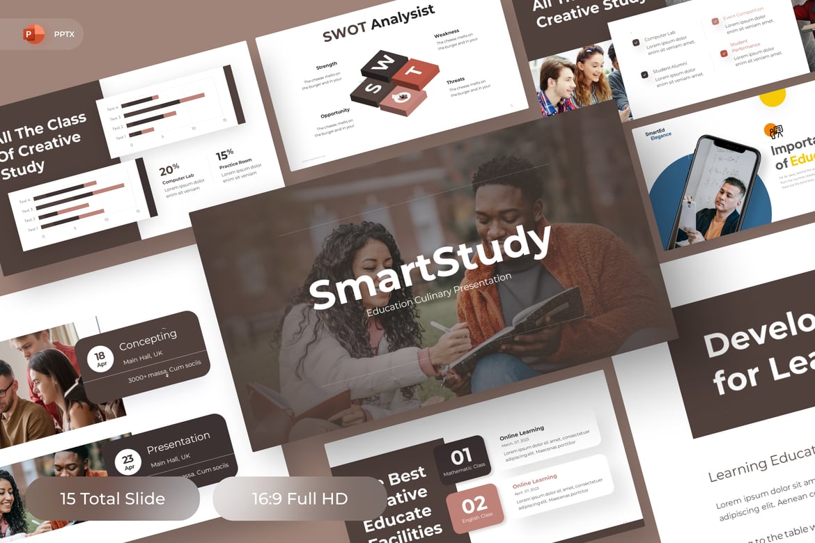 Template PowerPoint Pendidikan SmartStudy yang Menarik dan Profesional