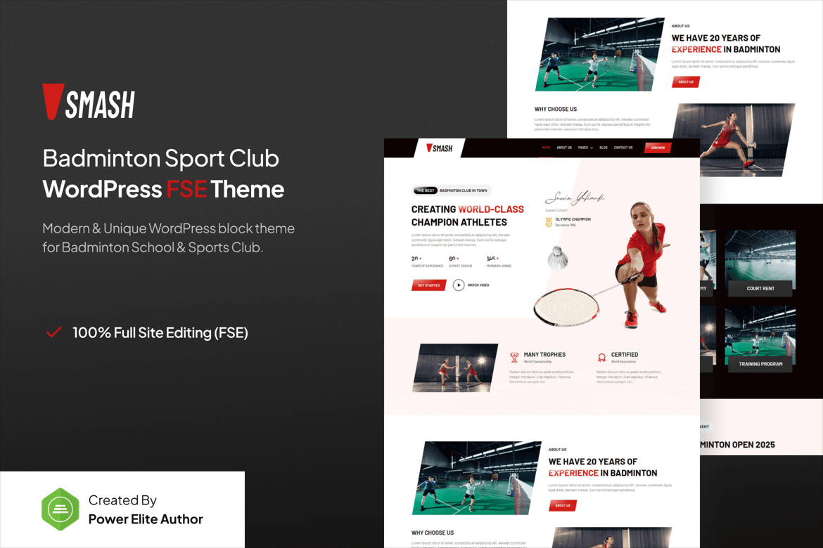 Smash – Tema WordPress untuk Sekolah Badminton & Klub Olahraga yang Menarik