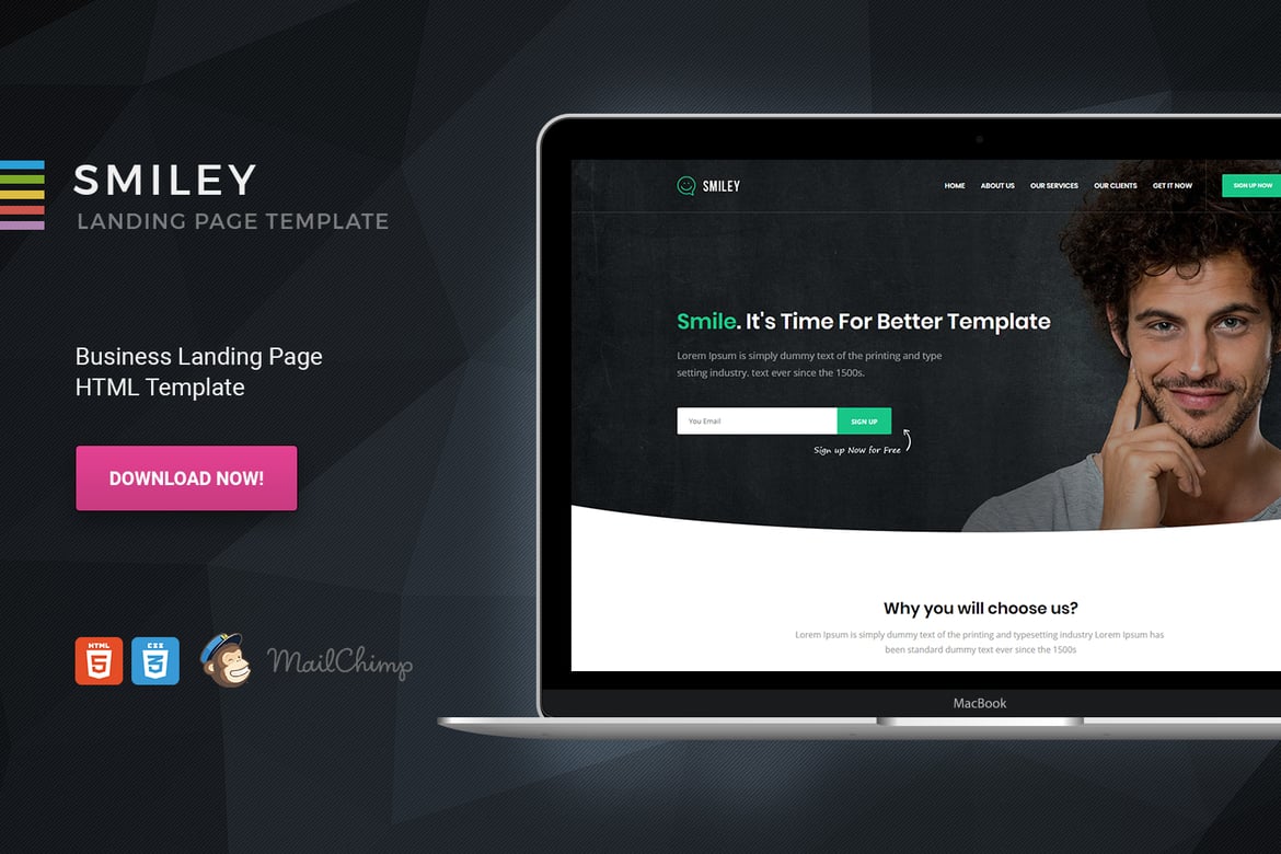 Smiley - Template Website Bisnis Satu Halaman yang Modern