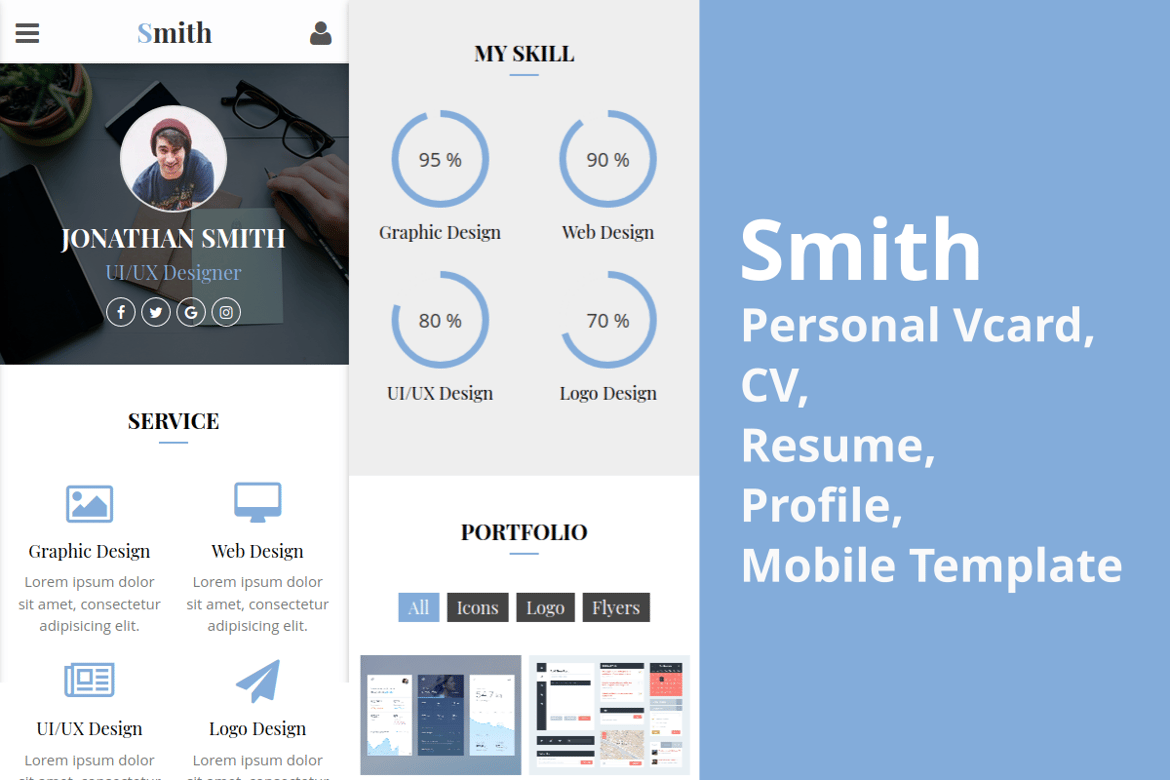 Smith - Template Web Pribadi vCard dan Profil Mobile yang Menarik