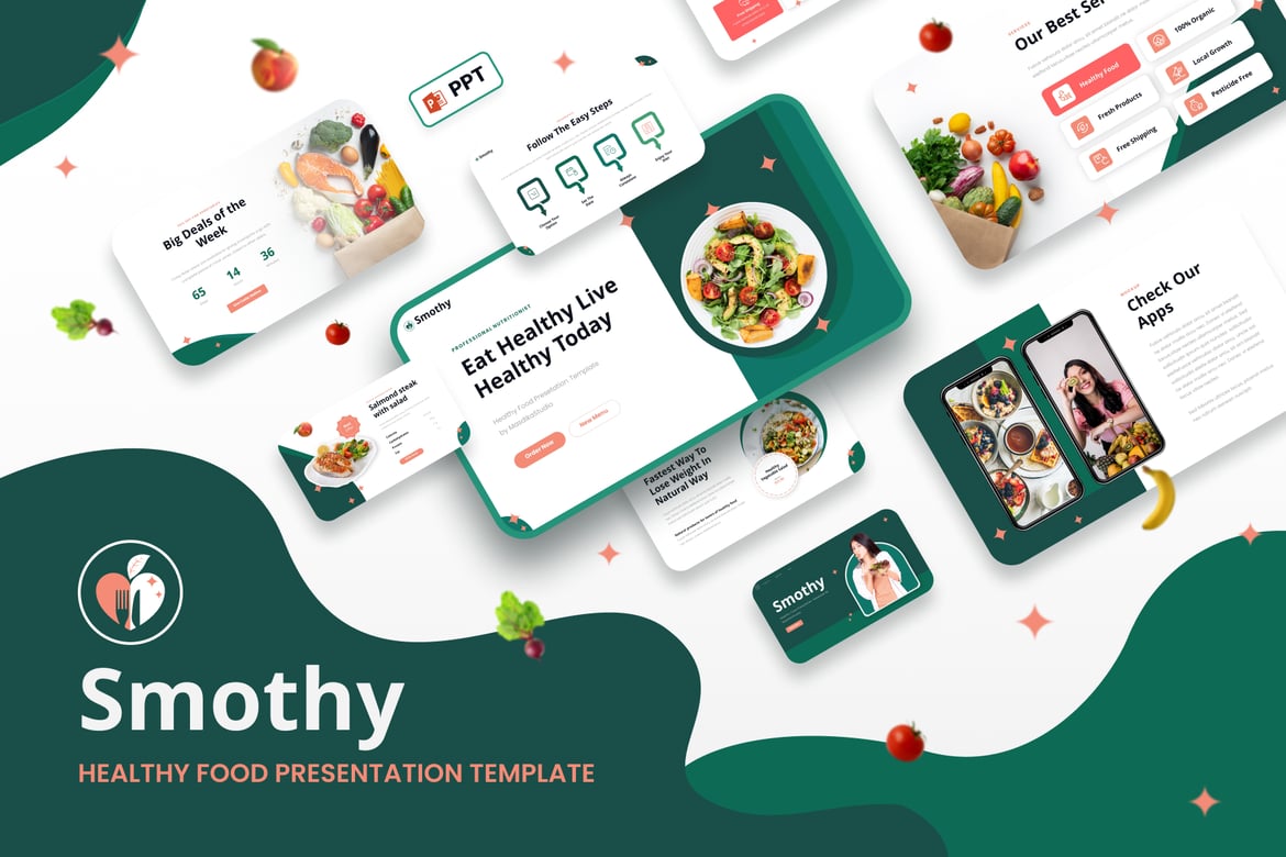 Template Powerpoint SMOTHY - Presentasi Makanan Sehat yang Menarik