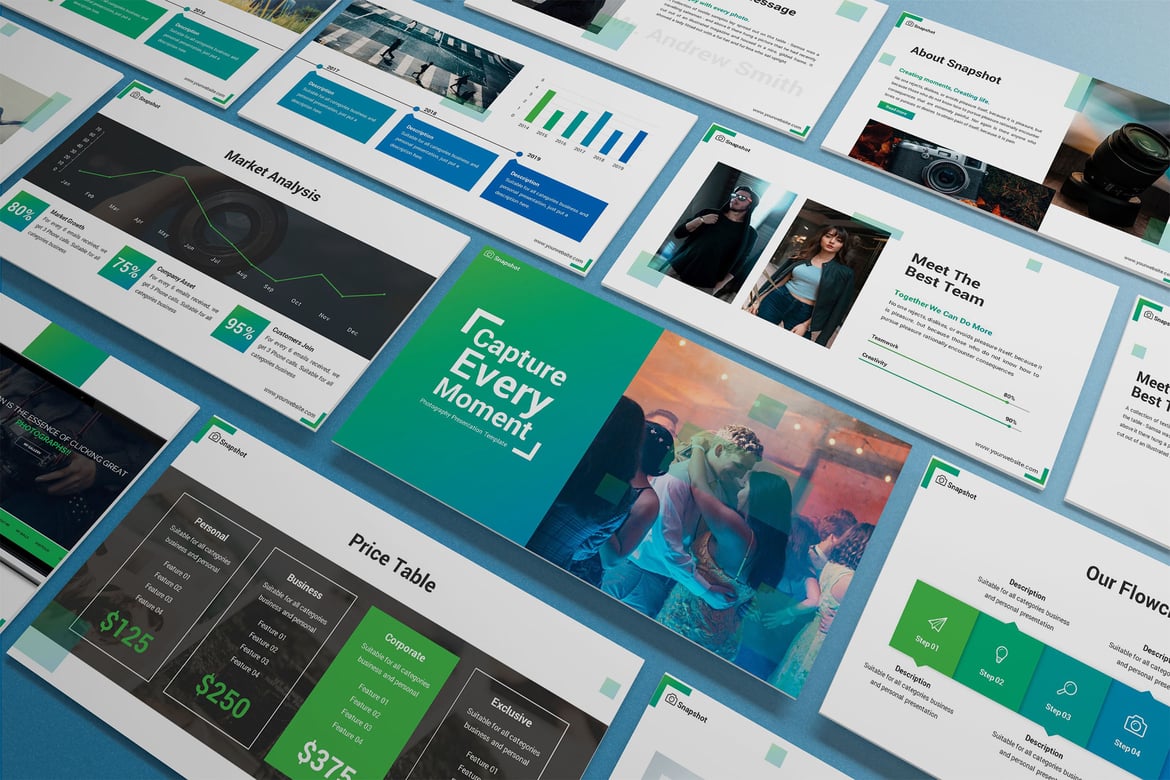 Template PowerPoint Snapshot - Desain Presentasi Fotografi Modern