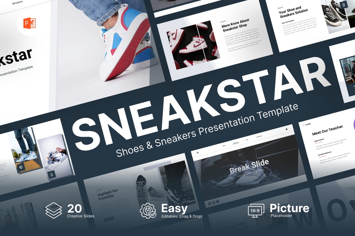 Sneakstar - Template Presentasi PowerPoint Sepatu & Sneakers yang Menarik