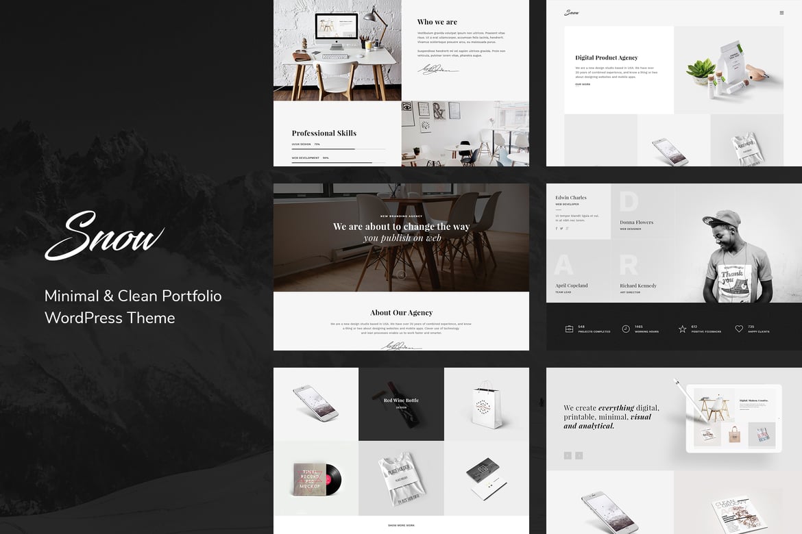 Snow | Tema WordPress Portofolio Minimalis dan Bersih