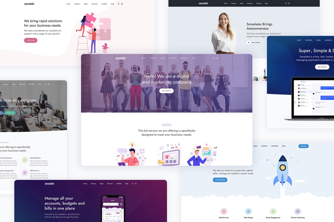 Snowlake - Template Website Kreatif untuk Bisnis dan Startup