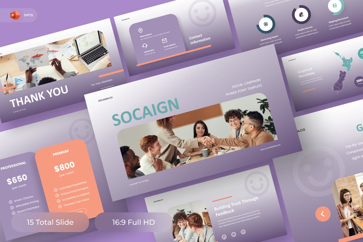 Template Presentasi PowerPoint Socaign Social untuk Kampanye Pemasaran