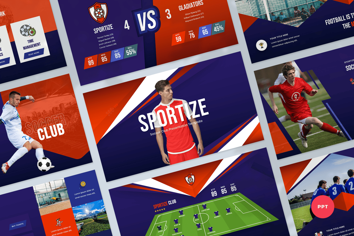 Template Presentasi PowerPoint Klub Sepak Bola yang Modern dan Menarik