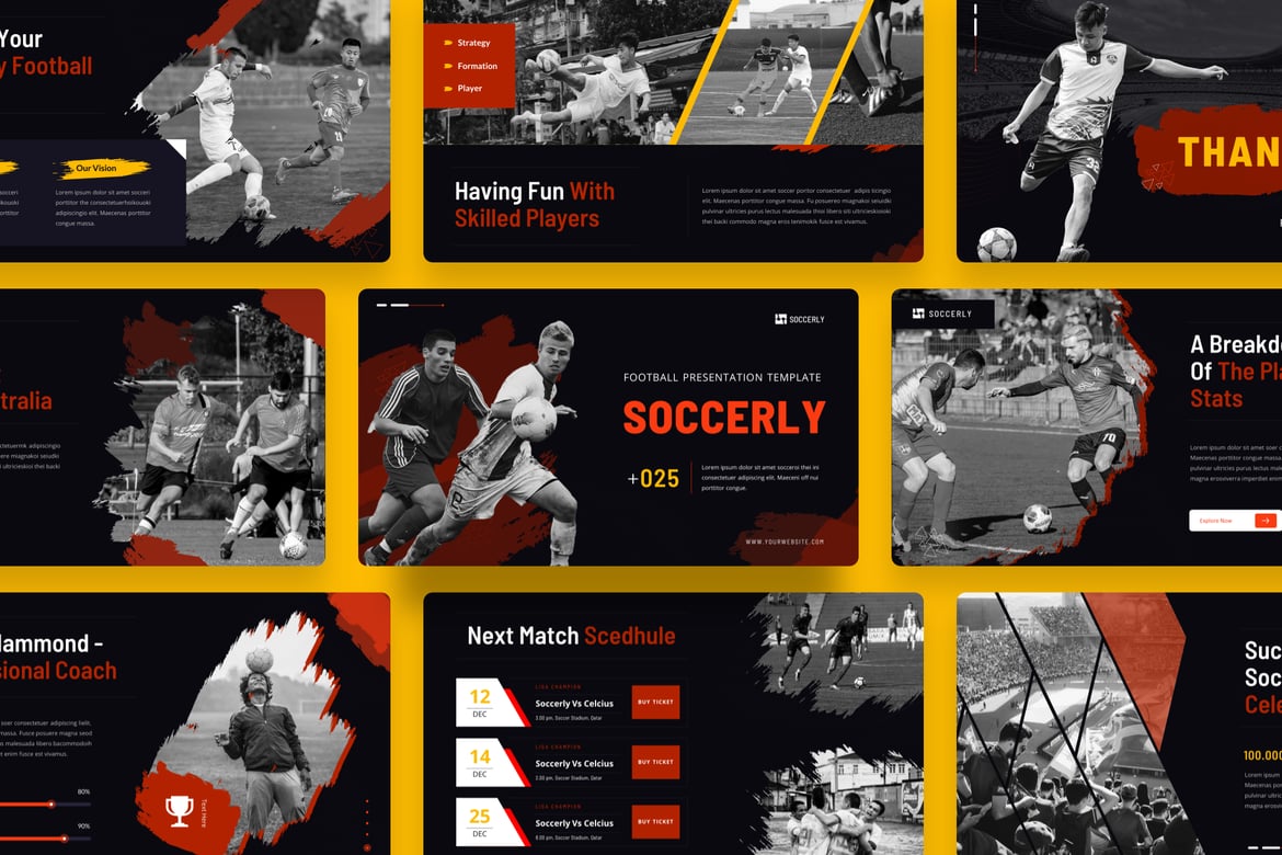 Soccerly - Template Presentasi Sepak Bola Profesional