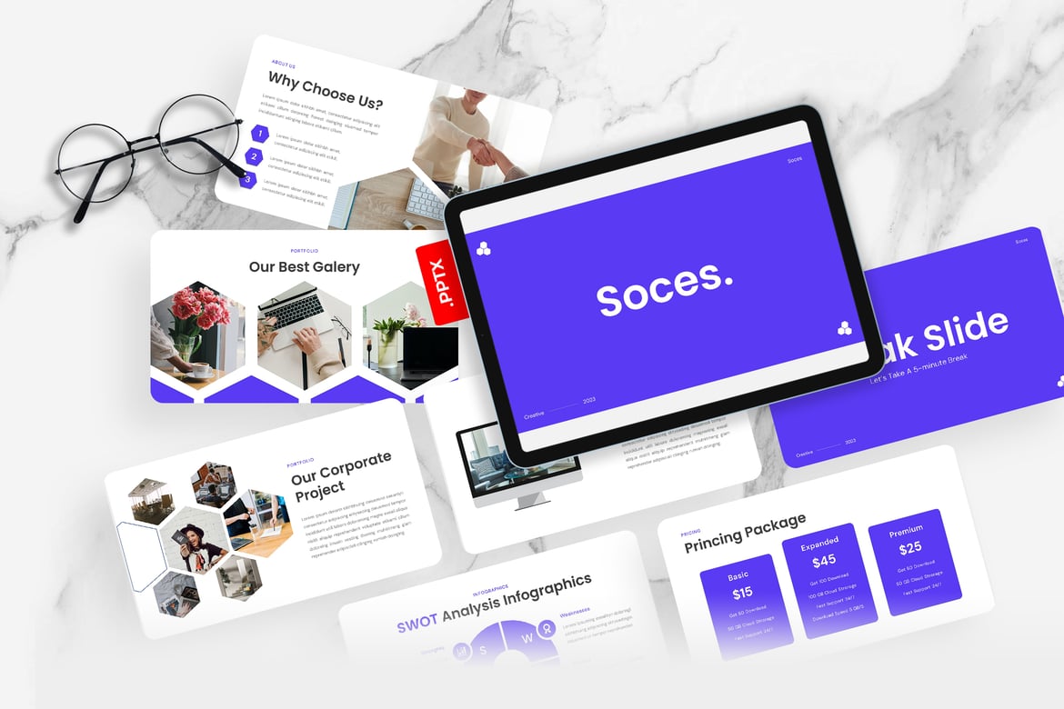 Soces – Template PowerPoint Bisnis yang Menarik