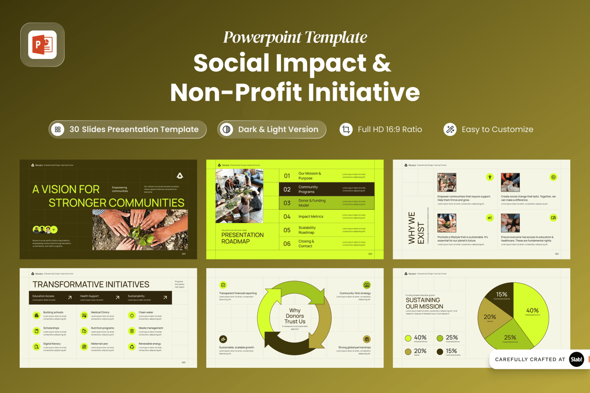Template Presentasi PowerPoint untuk Inisiatif Sosial dan Non-Profit yang Menginspirasi
