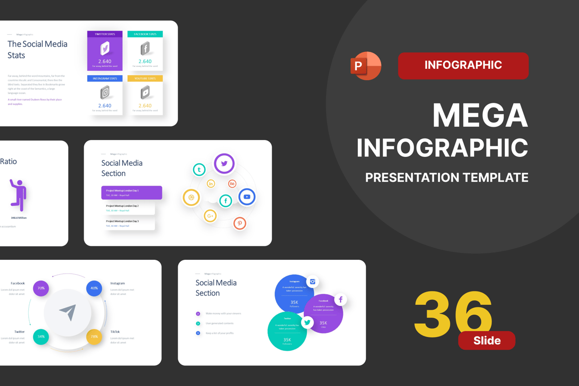 Template PowerPoint Infografis untuk Media Sosial & Diagram Alur