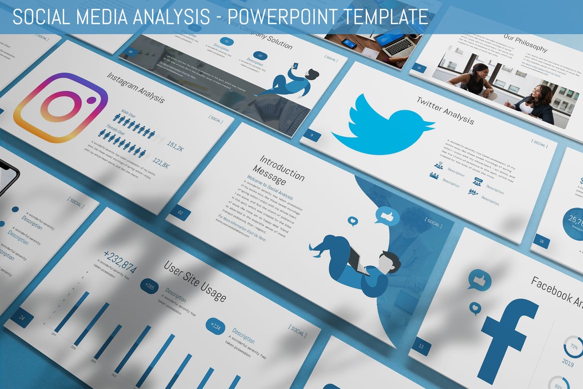 Template PowerPoint Analisis Media Sosial yang Modern dan Menarik