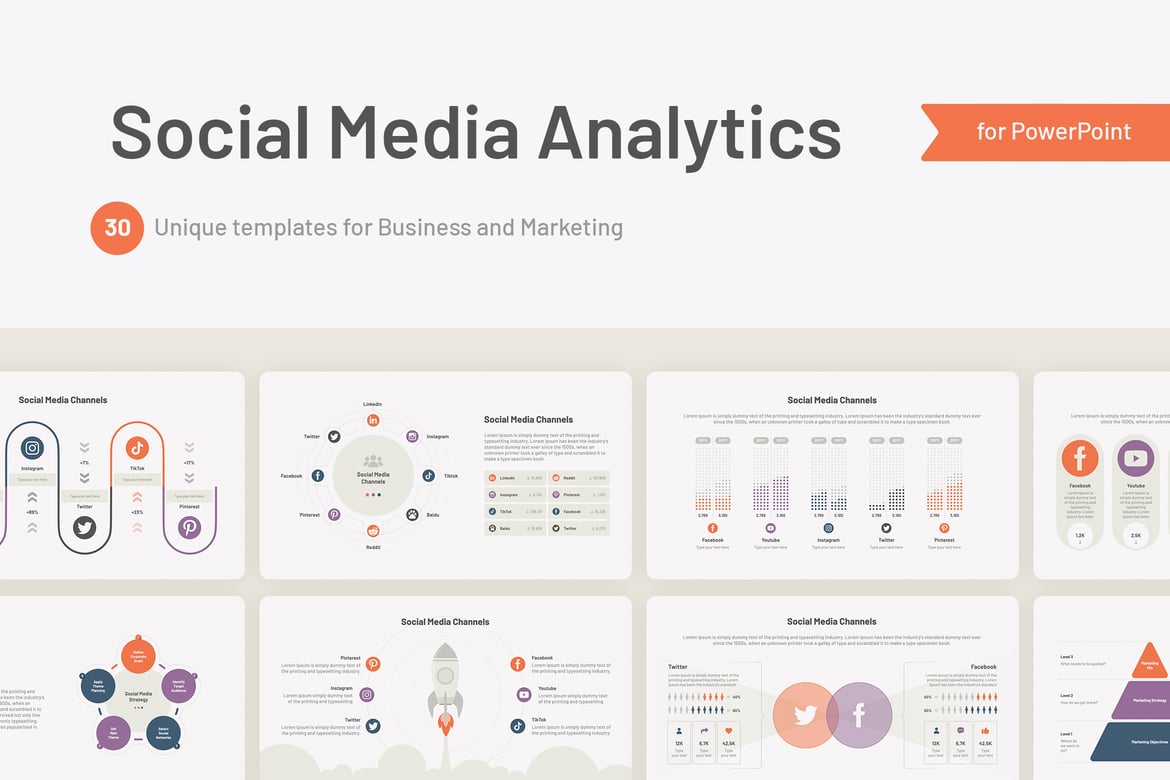 Template PowerPoint Analisis Media Sosial yang Menarik