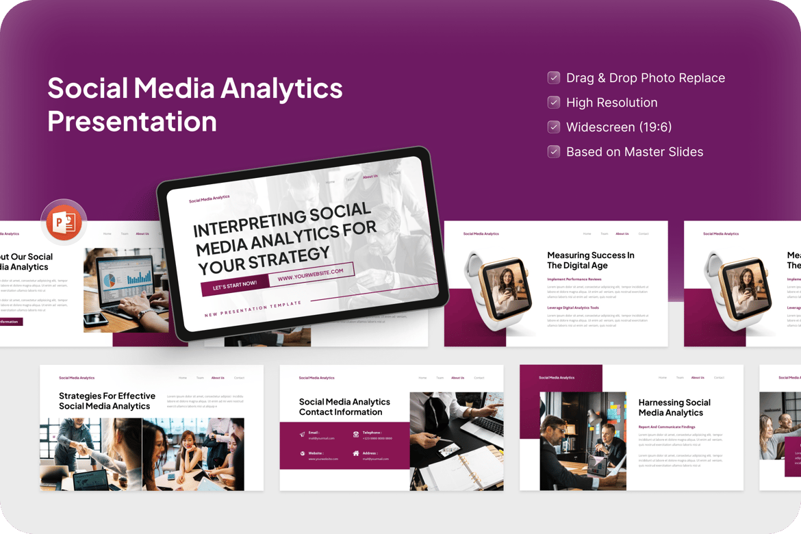 Template Presentasi PowerPoint Analisis Media Sosial yang Menarik