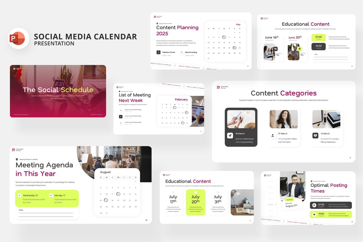 Template Presentasi Kalender Konten Media Sosial yang Efektif