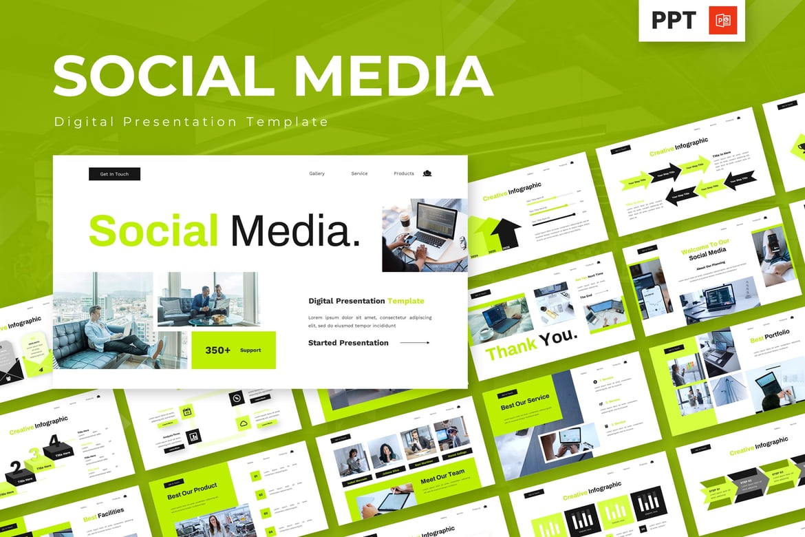 Template Presentasi PowerPoint Media Sosial yang Modern dan Menarik