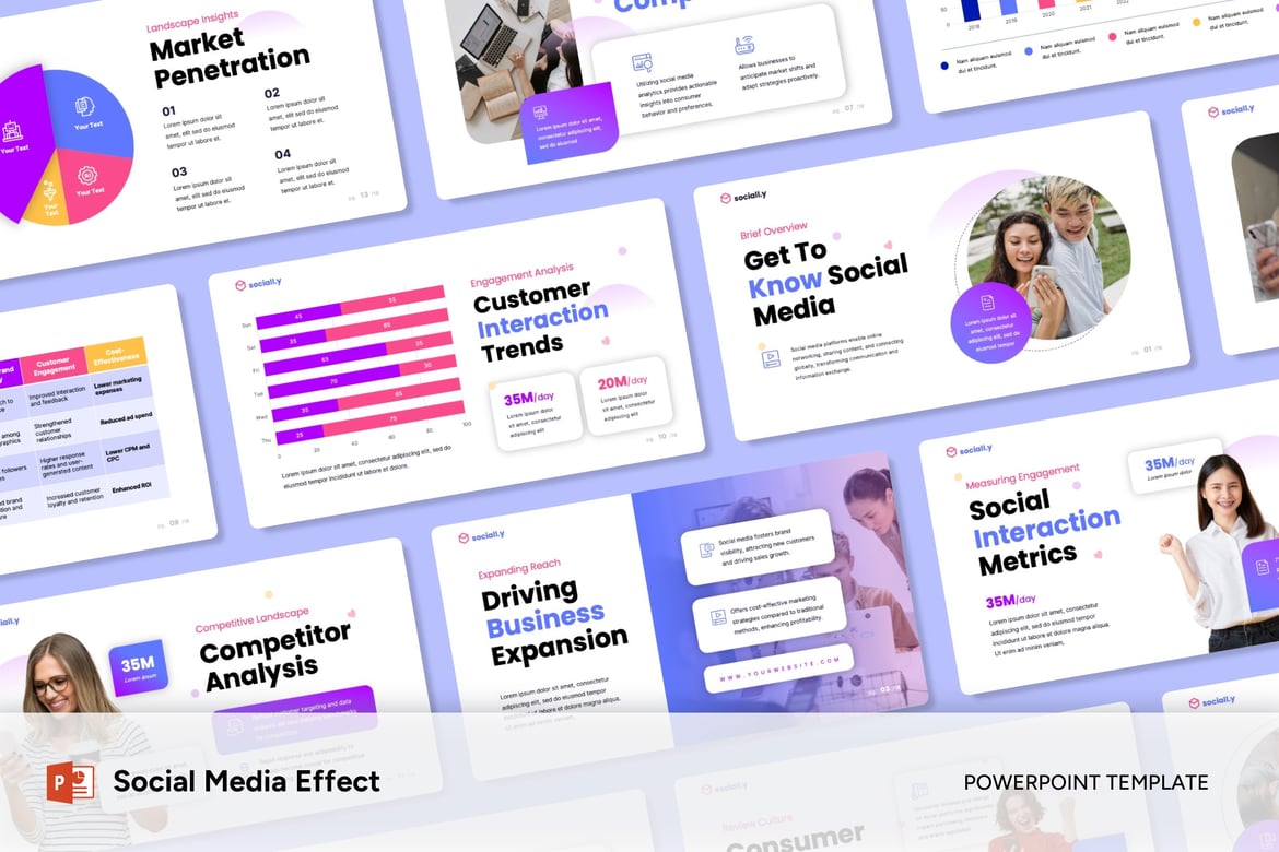 Template Presentasi Efek Media Sosial - Powerpoint Menarik