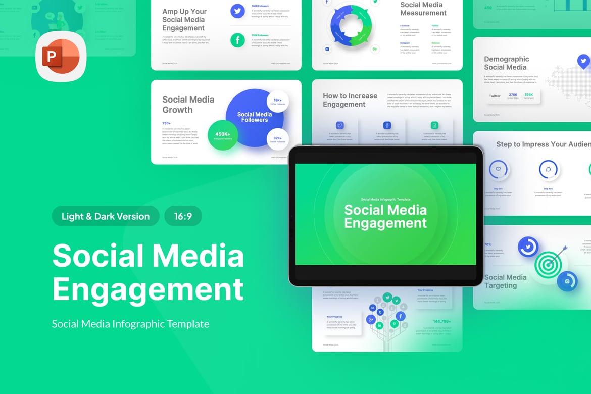 Template Presentasi PowerPoint untuk Engagement Media Sosial