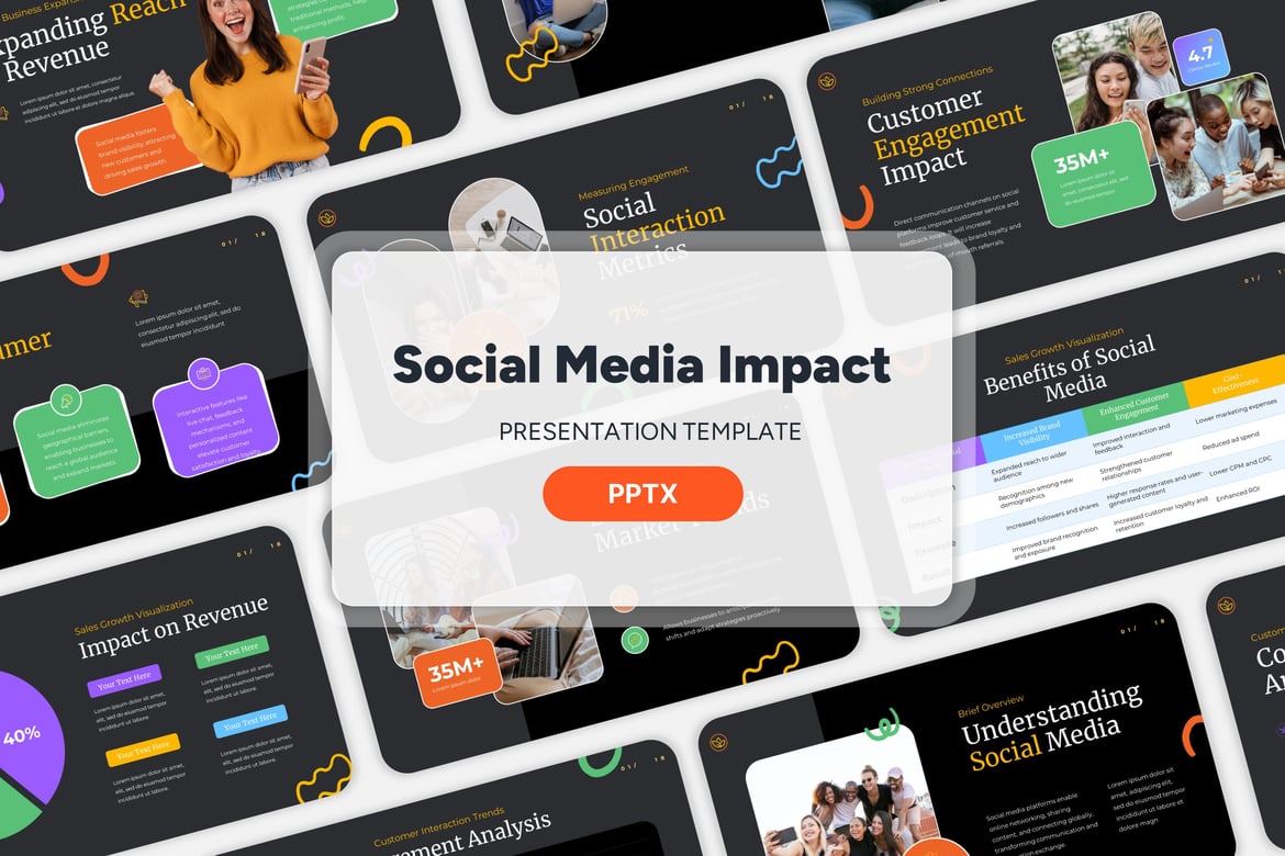 Template Presentasi Dampak Media Sosial yang Menarik